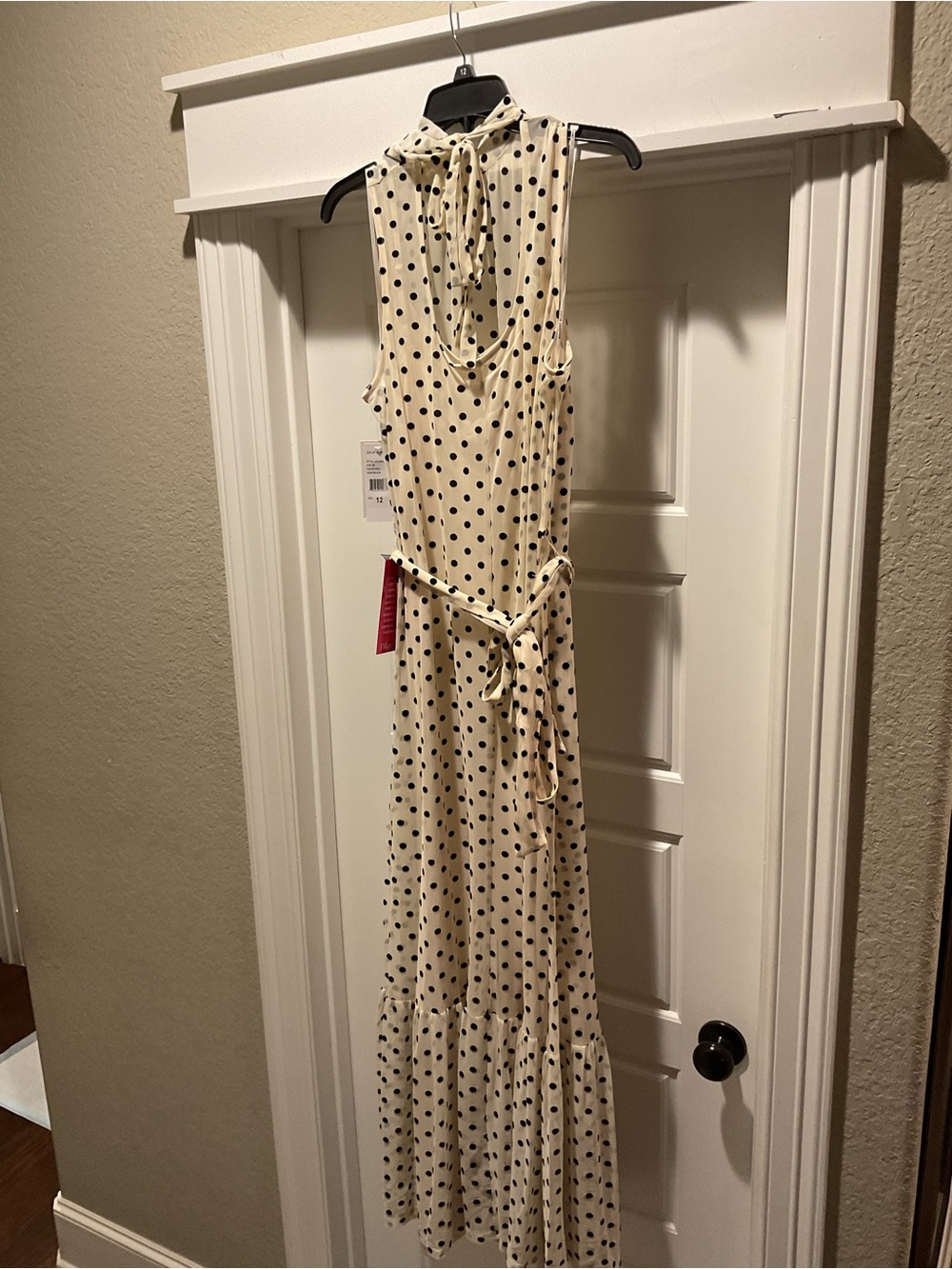 julia jordan Cream Mesh Maxi Dress with Black Polka Dots
